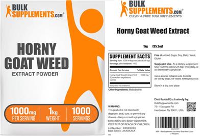 BulkSupplements.com Horny Goat Weed Extract Powder 1000 mg product packaging