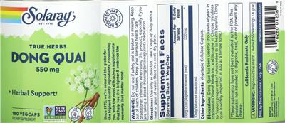 Solaray Dong Quai 550 mg product packaging