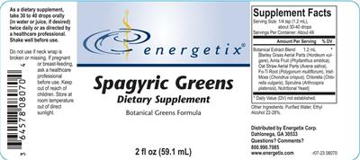 Energetix Spagyric Greens source label used in the packaging illustration