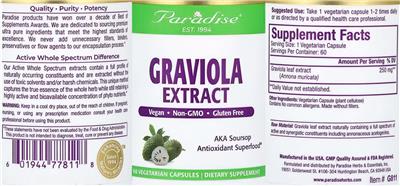 Paradise Graviola Extract source label used in the packaging illustration