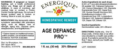 Energique Age Defiance Pro source label used in the packaging illustration