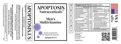 APOPTOSIS Nutraceuticals Men's Multivitamins source label used in the packaging illustration