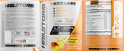 Axis Labs Hailstorm Pineapple Mango source label used in the packaging illustration