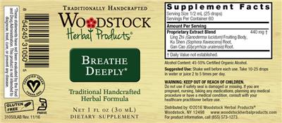 Woodstock Herbal Products Breathe Deeply source label used in the packaging illustration
