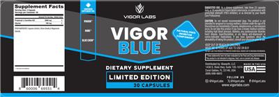 Vigor Labs Vigor Blue source label used in the packaging illustration