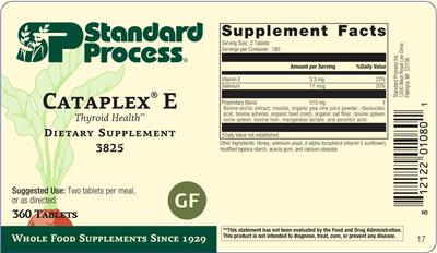 SP Standard Process Cataplex E source label used in the packaging illustration