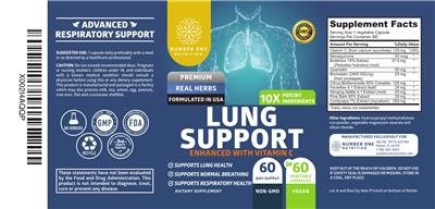 Number One Nutrition Lung Support source label used in the packaging illustration