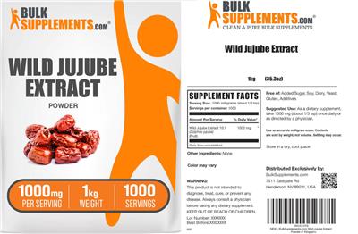 BulkSupplements.com Wild Jujube Extract Powder 1000 mg product packaging