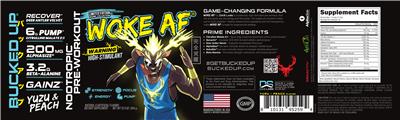 DAS Labs Woke AF Nootropic Pre-Workout Yuzu & Peach source label used in the packaging illustration