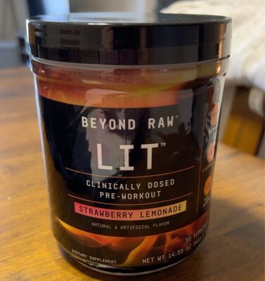 GNC Beyond Raw LIT Strawberry Lemonade source label used in the packaging illustration