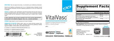 XYMOGEN VitalVasc source label used in the packaging illustration