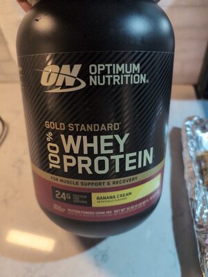 ON Optimum Nutrition Gold Standard 100% Whey Banana Cream source label used in the packaging illustration