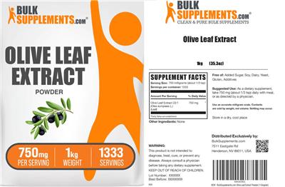 BulkSupplements.com Olive Leaf Extract product packaging