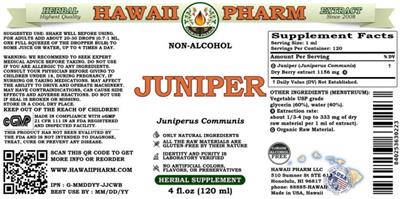 Hawaii Pharm Juniper Non-Alcohol product packaging