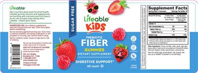 Lifeable Kids Prebiotic Fiber Sugar Free Gummies Berry Flavor product packaging