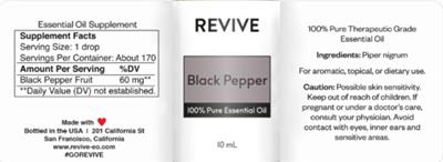 Revive Black Pepper source label used in the packaging illustration