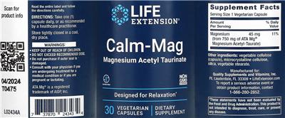Life Extension Calm-Mag source label used in the packaging illustration