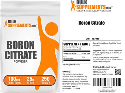 BulkSupplements.com Boron Citrate Powder 100 mg product packaging