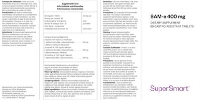 SuperSmart SAM-e 400 mg product packaging