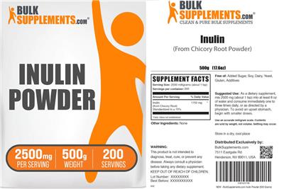 BulkSupplements.com Inulin Powder 2500 mg product packaging