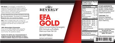 Beverly International EFA Gold source label used in the packaging illustration
