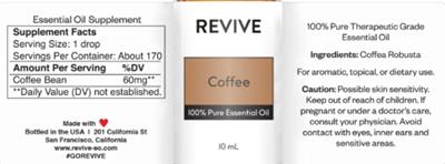 Revive Coffee source label used in the packaging illustration