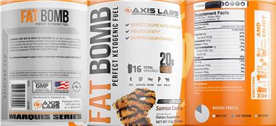 Axis Labs Fat Bomb Samoa Cookie source label used in the packaging illustration