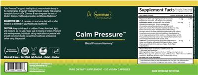 Dr. Gumman’s Integrative Calm Pressure source label used in the packaging illustration