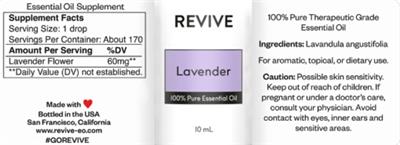 Revive Lavender source label used in the packaging illustration
