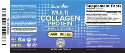 Nutrivein Multi Collagen Protein 2250 mg source label used in the packaging illustration