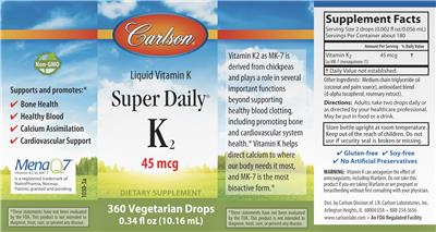 Carlson Super Daily K2 45 mcg source label used in the packaging illustration