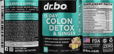 dr.bo 15 Day Colon Detox & Ginger source label used in the packaging illustration
