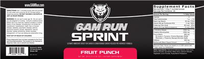 6AM Run Sprint Fruit Punch source label used in the packaging illustration