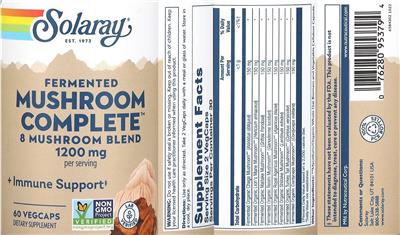 Solaray Fermented Mushroom Complete 1200 mg product packaging