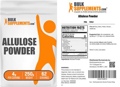 BulkSupplements.com Allulose Powder 4 g source label used in the packaging illustration