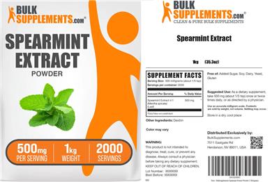 BulkSupplements.com Spearmint Extract Powder 500 mg product packaging