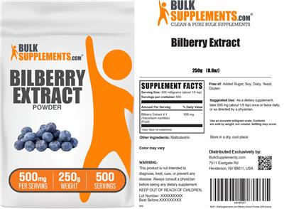 BulkSupplements.com Bilberry Extract Powder 500 mg product packaging