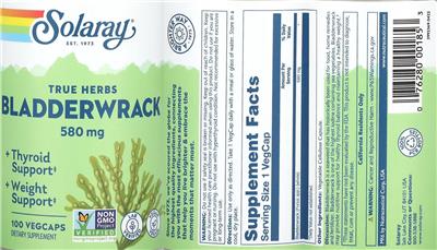 Solaray Bladderwrack 580 mg source label used in the packaging illustration