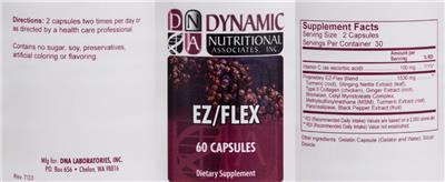 DNA Dynamic Nutritional Associates EZ/Flex source label used in the packaging illustration