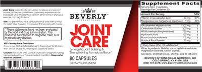 Beverly International Joint Care source label used in the packaging illustration