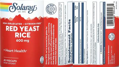 Solaray Red Yeast Rice 600 mg product packaging