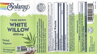 Solaray White Willow 400 mg product packaging