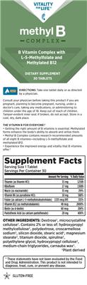 Vitality For Life Methyl B Complex source label used in the packaging illustration