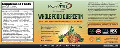 MoxyVites By NutraFitz Whole Food Quercetin source label used in the packaging illustration