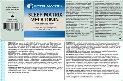 Cyto-Matrix Sleep-Matrix Melatonin source label used in the packaging illustration