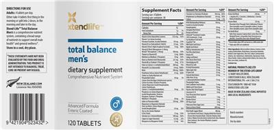 Xtendlife Total Balance Men's source label used in the packaging illustration