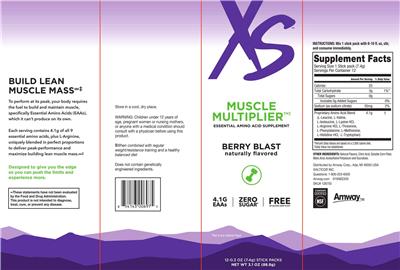 XS Muscle Multiplier Berry Blast source label used in the packaging illustration