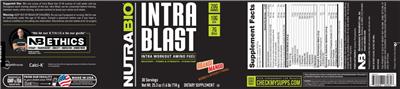 NutraBio Performance Intra Blast Orange Mango source label used in the packaging illustration