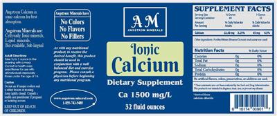 AM Angstrom Minerals Ionic Calcium source label used in the packaging illustration