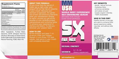MMUSA SX for Her Strawberry source label used in the packaging illustration